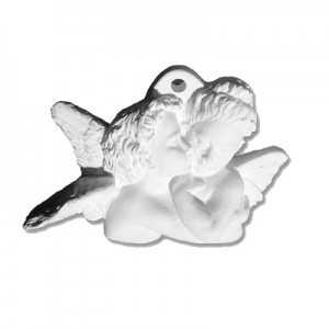  Coppia Angeli  - gesso ceramico bianco - cm  8 x 5 
