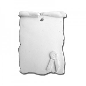 Pergamena da Appendere - gesso ceramico bianco - cm 9x7