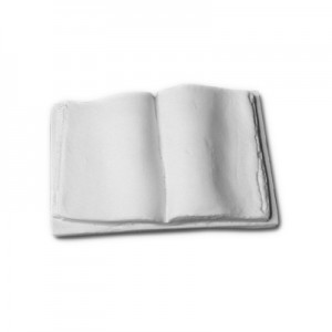 Libro aperto  - gesso ceramico bianco - cm  8 x  5   
